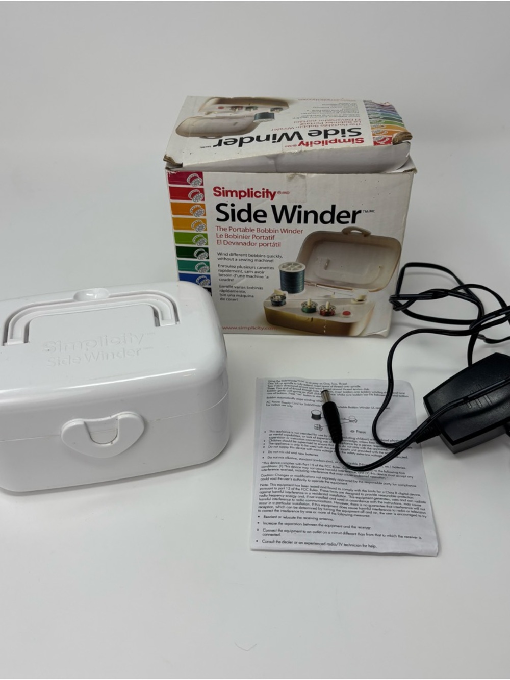 Simplicity Side Winder Portable Bobbin Spool Winder Battery Operated Plug In